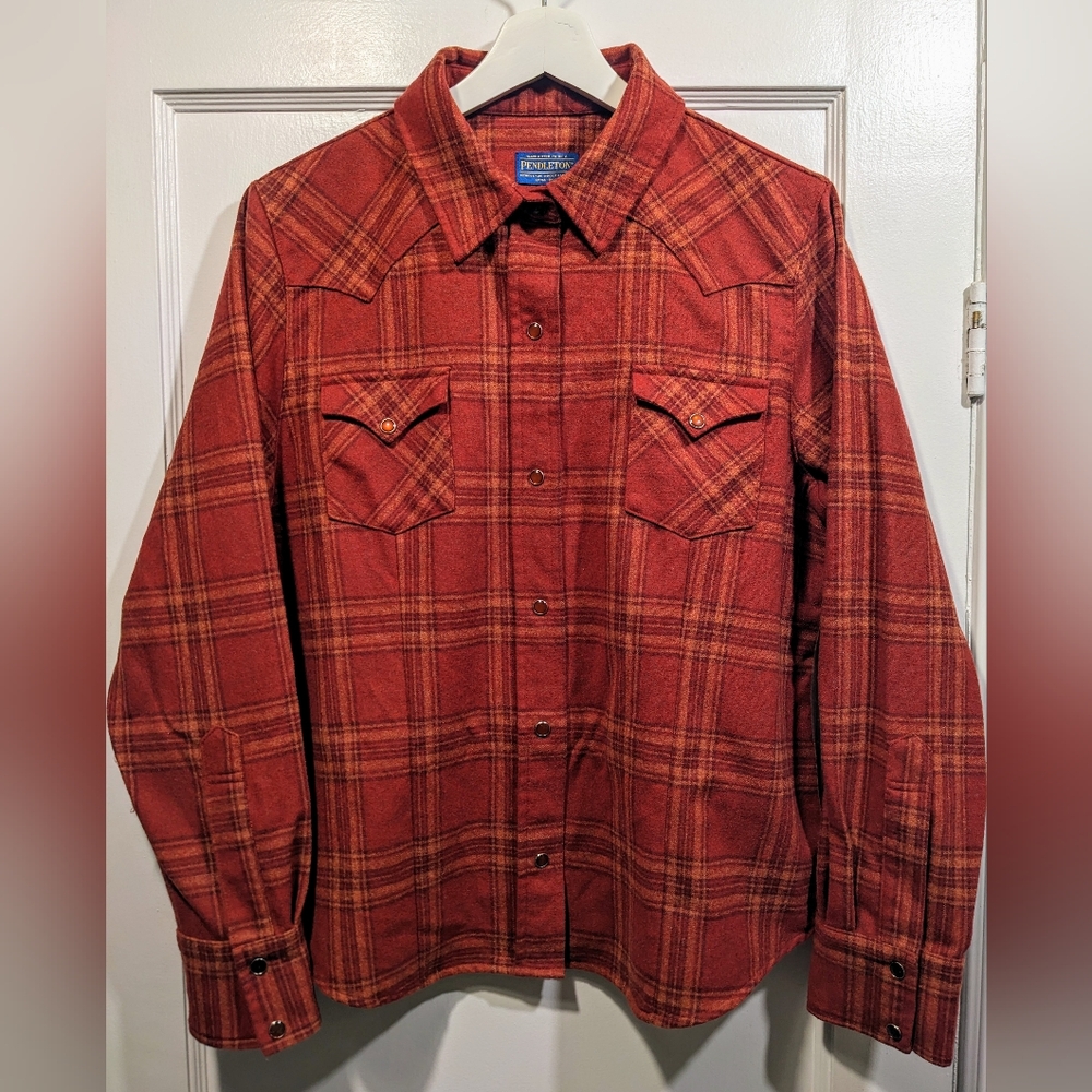 Pendleton Women's Red Plaid Shirt 100% Wool
